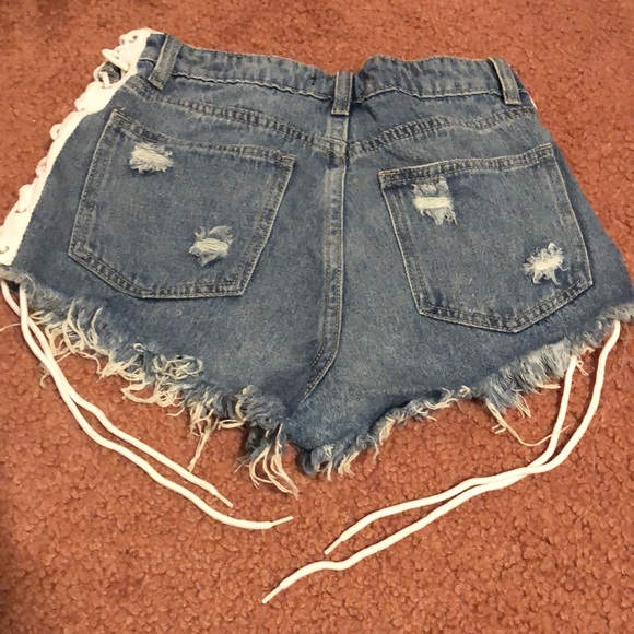 COPY - Fashion Nova Side Tie-up Distressed Jean Shorts - Picture 6 of 6
